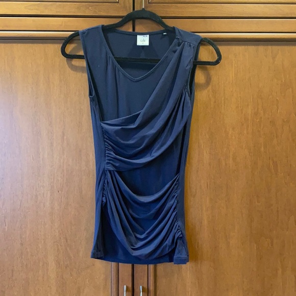 CAbi navy blue sleeveless double drape top - Picture 2 of 7